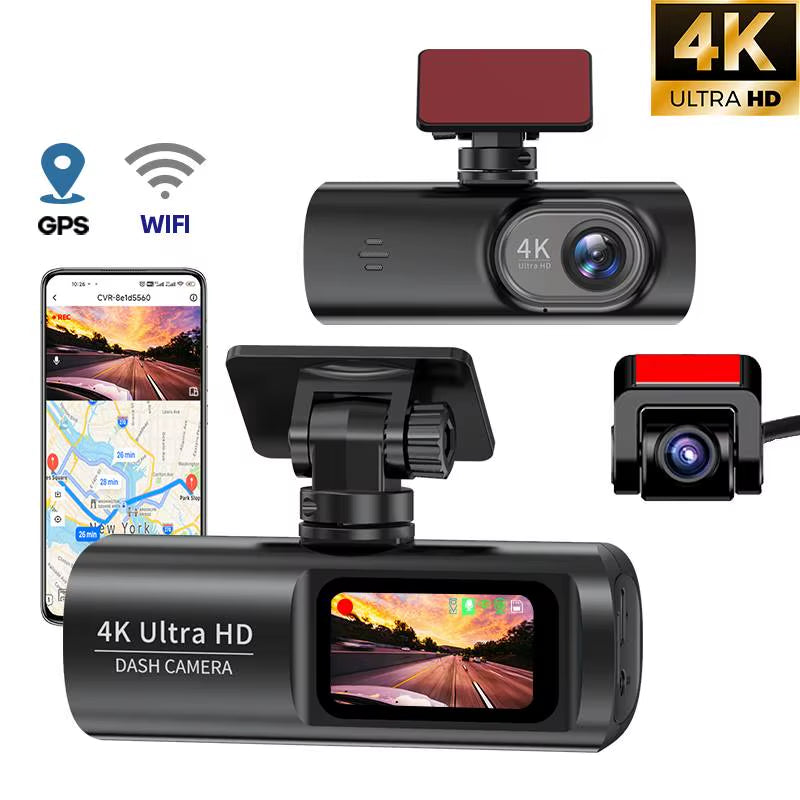 Dashcam 4K GPS WIFI Front and Rear 3 Channel Car Dvr Dash Cam Usb 2 Camera Video Recorder Black Box Auto Systems Smart