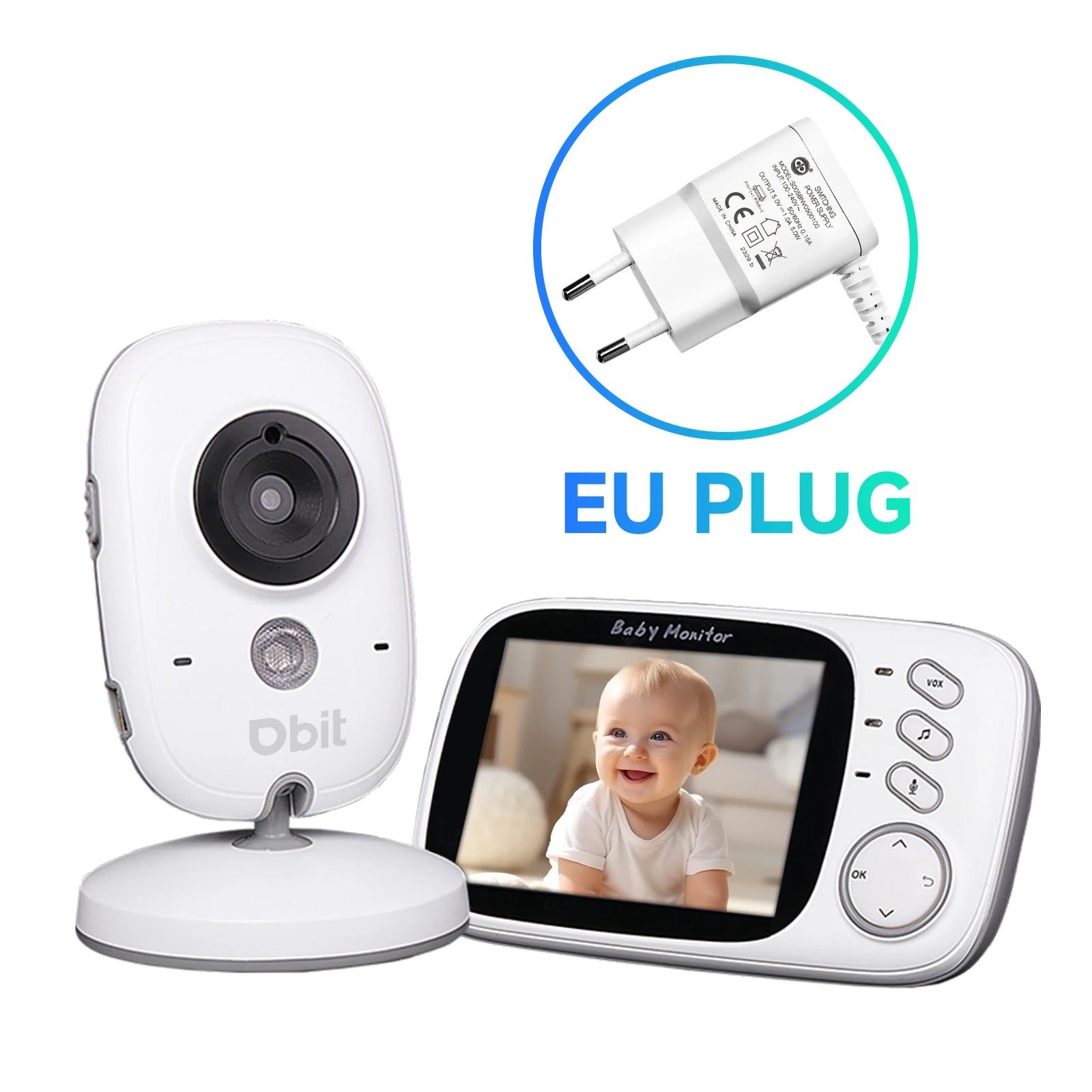 Wireless Video Baby Monitor 3.5 Inch with Lullabies Auto Night Vision Two Way Intercom Temperature Monitoring Babysitter