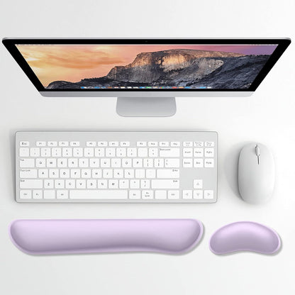 Enlarge Keyboard Wrist Rest, Memory Foam Wrist Cushion for Desk Mats Support, Cute Typing Pain Relief Keyboard Mouse Pad Rests Set with Non-Slip Base for Gaming Laptop Office, Vanilla Purple