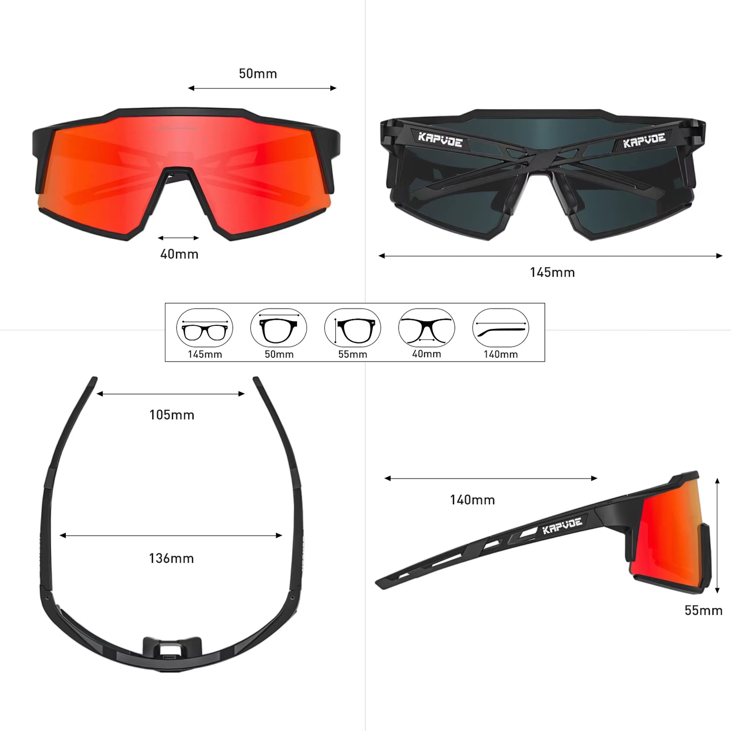 Polarized Cycling Glasses Tr90 Frame for Men Women Outdoor Sunglasses Bike UV400 Goggles Sports Baseball Softball Hiking