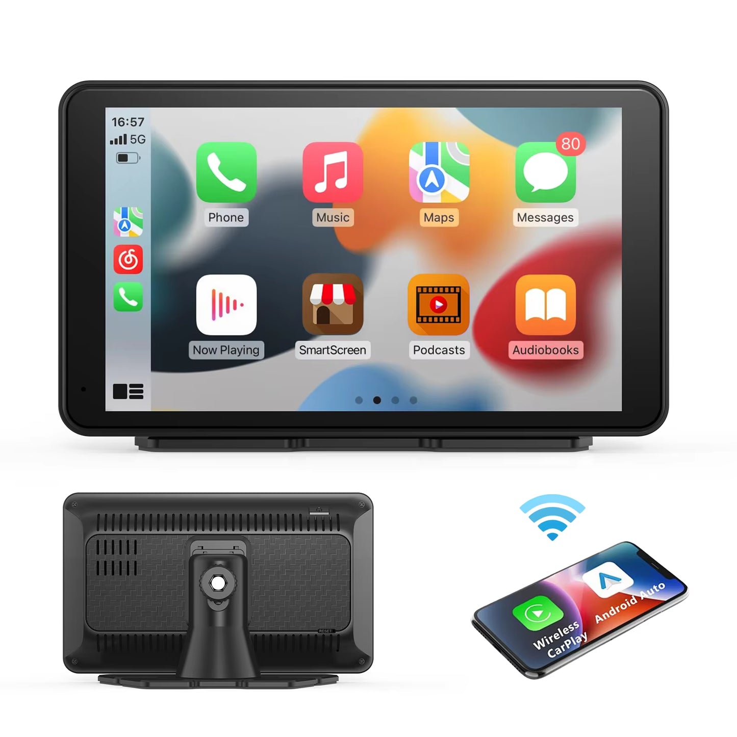 Universal Portable Carplay for Car Screen, Wireless Carplay Screen Wireless Car Stereo with Carplay Android Auto, Car Touchscree