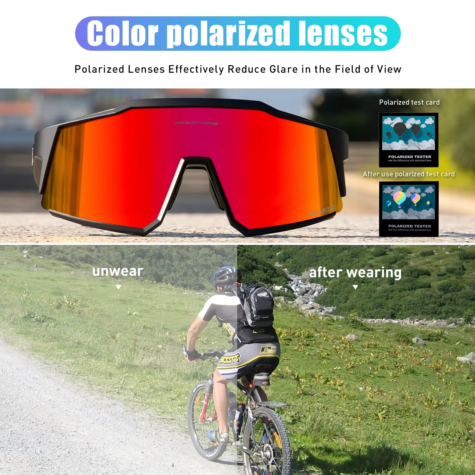 Polarized Cycling Glasses Tr90 Frame for Men Women Outdoor Sunglasses Bike UV400 Goggles Sports Baseball Softball Hiking