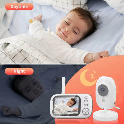 Wireless Video Baby Monitor 3.5 Inch with Lullabies Auto Night Vision Two Way Intercom Temperature Monitoring Babysitter