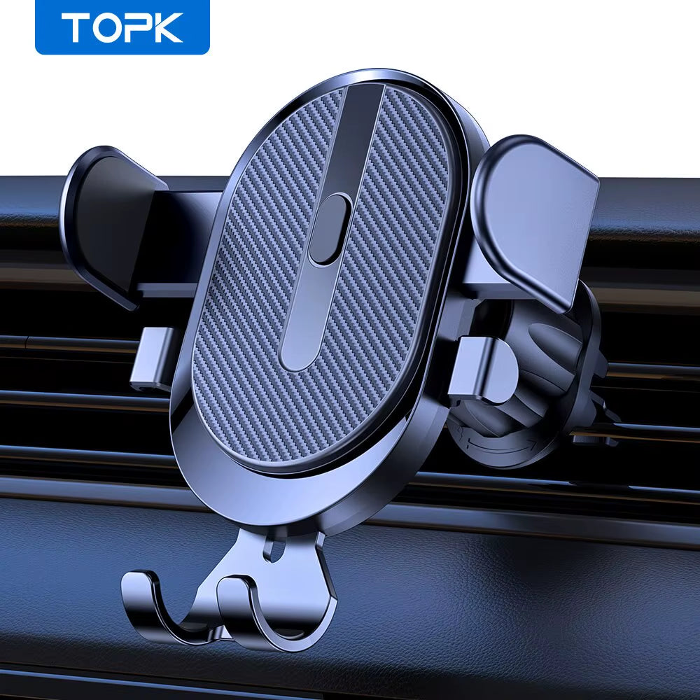 TOPK Car Phone Holder Mount 2023 Upgrade Auto Locking  Phone Holder with Hook Clip for Car Air Vent for Iphone Samsung