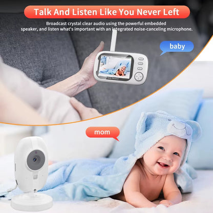 Wireless Video Baby Monitor 3.5 Inch with Lullabies Auto Night Vision Two Way Intercom Temperature Monitoring Babysitter