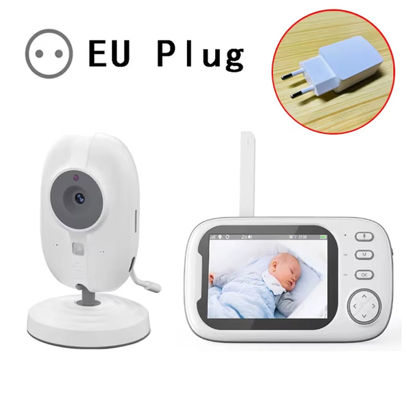 Wireless Video Baby Monitor 3.5 Inch with Lullabies Auto Night Vision Two Way Intercom Temperature Monitoring Babysitter