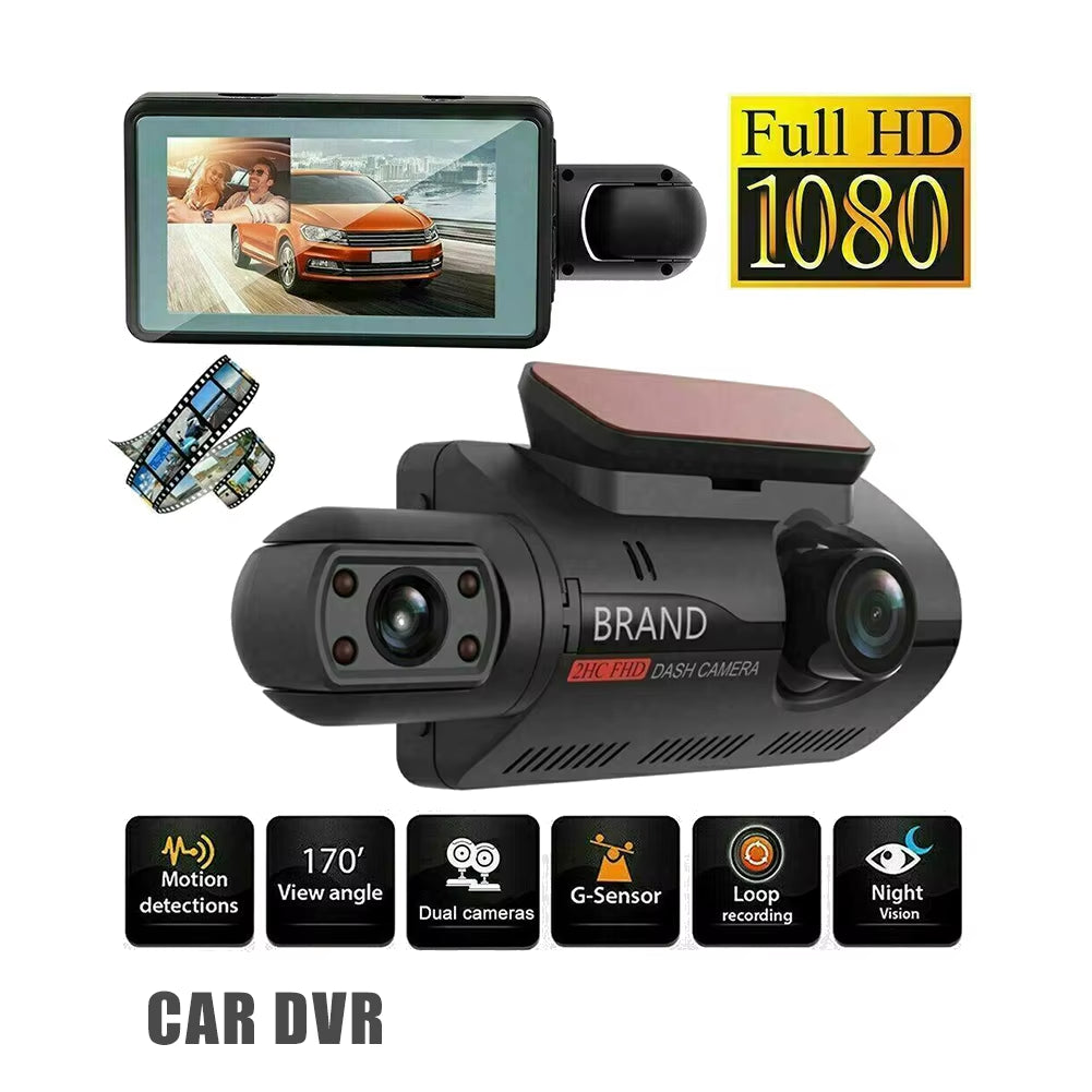 Dual Lens Dash Cam Car DVR Front and inside Camera Video Driving Recorder Parking Monitor Night Vision G-Sensor 1080P