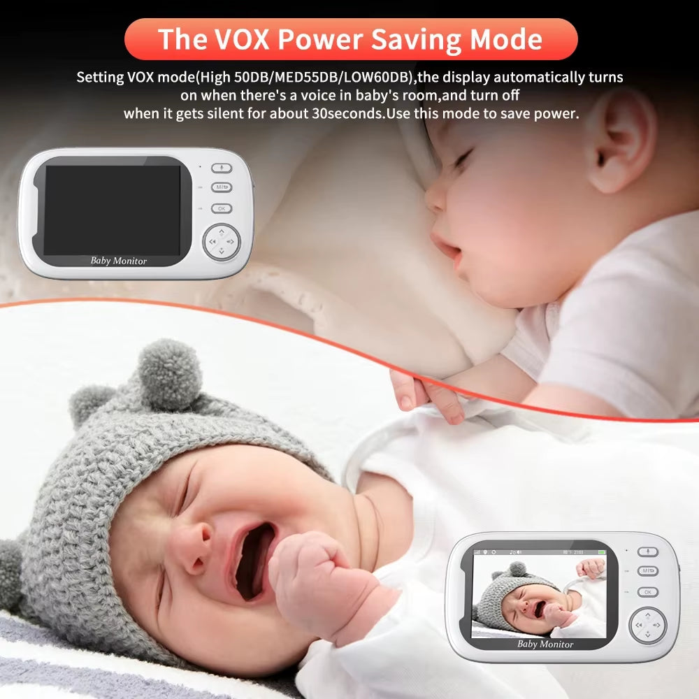 Wireless Video Baby Monitor 3.5 Inch with Lullabies Auto Night Vision Two Way Intercom Temperature Monitoring Babysitter