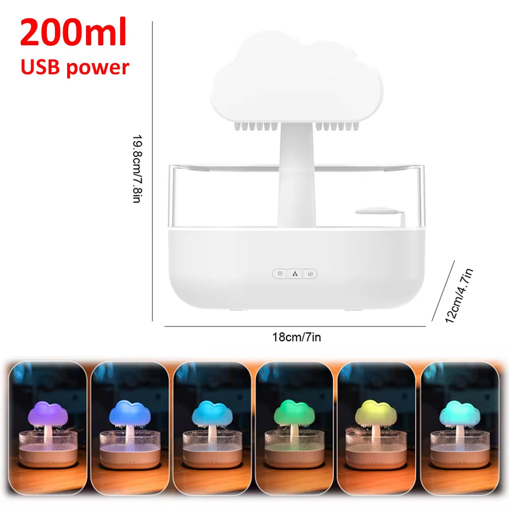 Mushroom Air Humidifier Rain Cloud Night Light Smell Distributor Water Drops Sounds Diffuser Calming Relax Aromatherapy Lamp