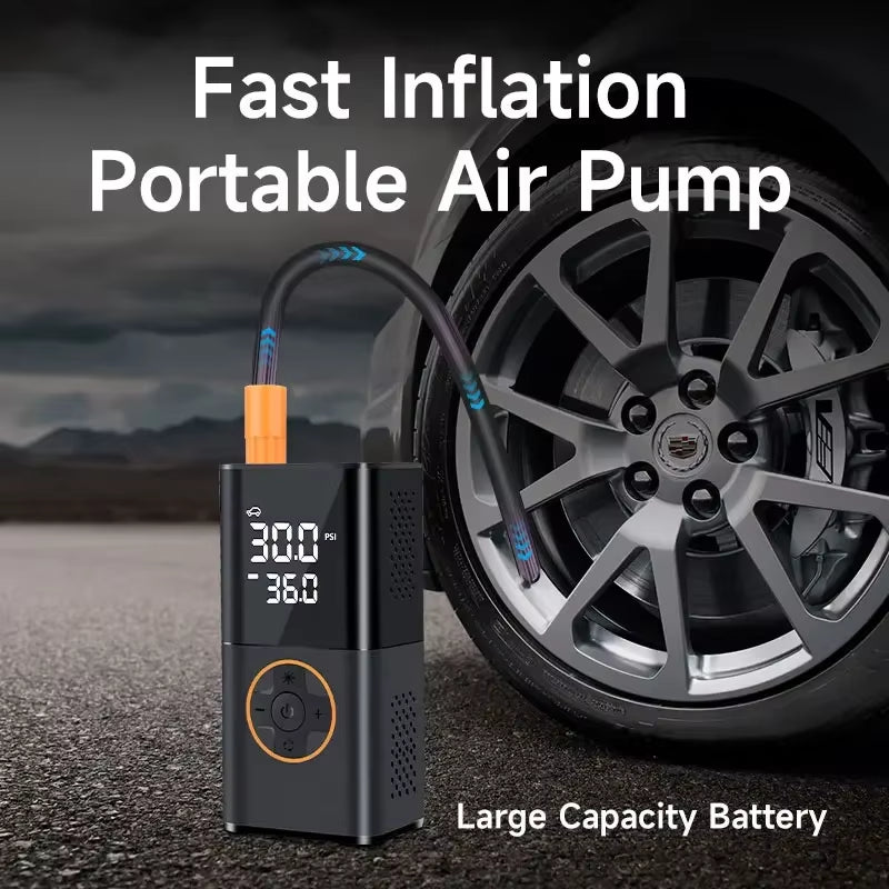 JMCQ Portable Car Air Compressor Pump 4000Mah 150PSI Wireless Auto Electric Pumping Digital Display for Motorcycle Bike Ball