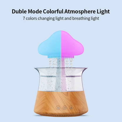 Mushroom Air Humidifier Rain Cloud Night Light Smell Distributor Water Drops Sounds Diffuser Calming Relax Aromatherapy Lamp