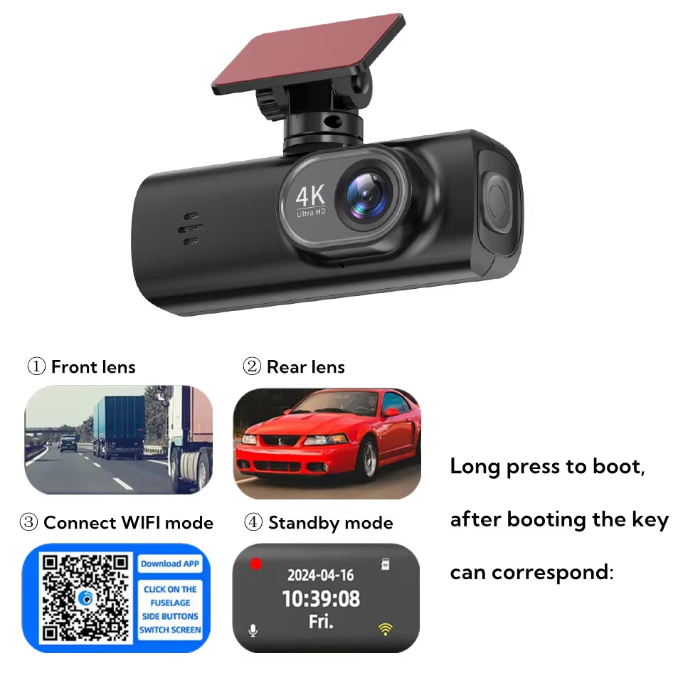 Dashcam 4K GPS WIFI Front and Rear 3 Channel Car Dvr Dash Cam Usb 2 Camera Video Recorder Black Box Auto Systems Smart