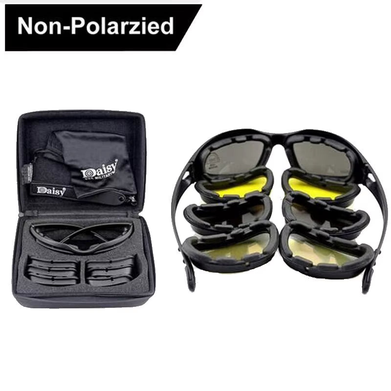 Tactical Glasses 4 Lens Men Army Hunting Shooting Glasses Motorcycle Hiking Polarized Sunglasses X7/C5 Tactical Airsoft Goggles