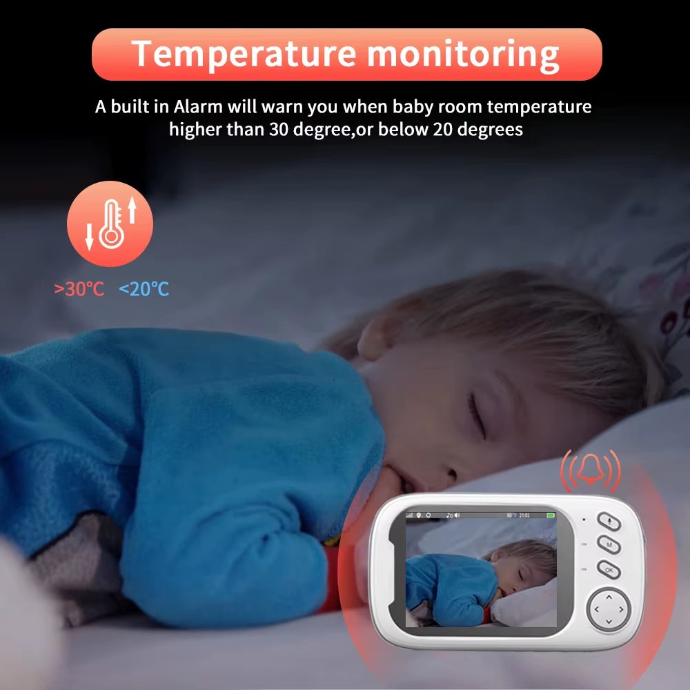 Wireless Video Baby Monitor 3.5 Inch with Lullabies Auto Night Vision Two Way Intercom Temperature Monitoring Babysitter