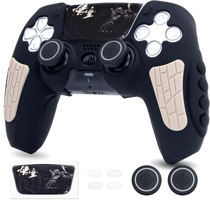 For PS5 Controller Cover Case Anti-Slip Silicone Cover Skin Compatible with PS5 Controller with Thumb Grip Cap Sticker