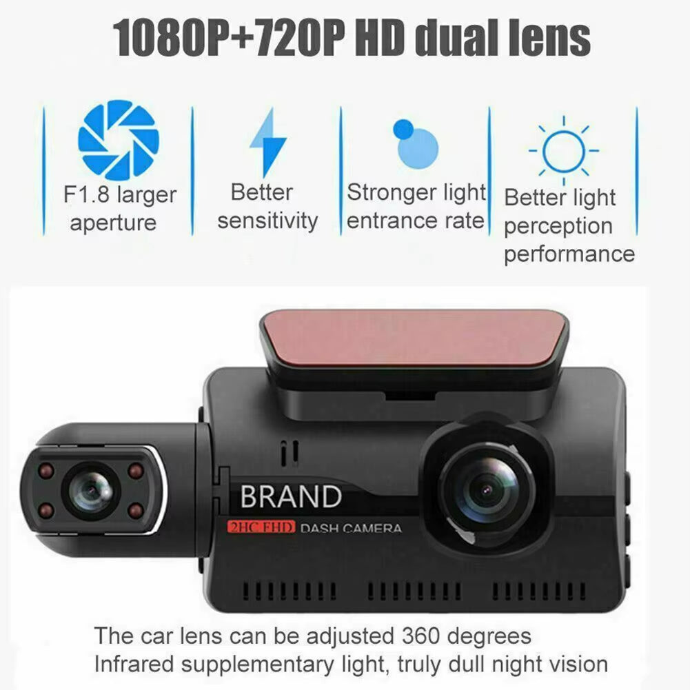 Dual Lens Dash Cam Car DVR Front and inside Camera Video Driving Recorder Parking Monitor Night Vision G-Sensor 1080P